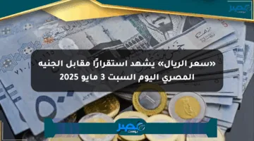 «سعر الريال» يشهد استقرارًا مقابل الجنيه المصري اليوم السبت 3 مايو 2025